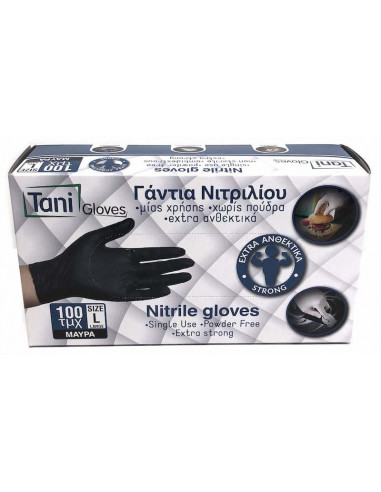 Guantes nitrilo negro 100 ud