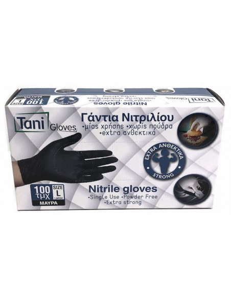 Guantes nitrilo negro 100 ud