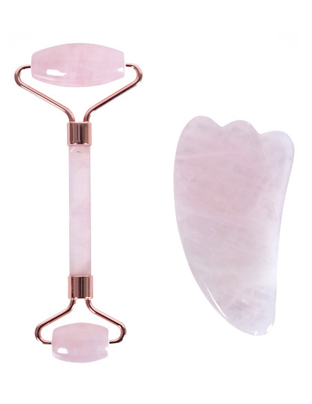 Set rodillo de cuarzo y Gua Sha Mima Rose Bifull
