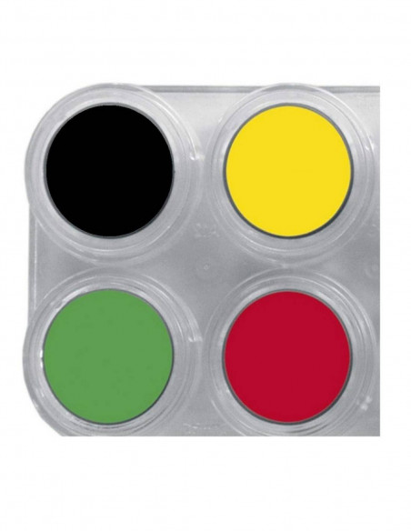 Paleta Maquillaje Al Agua A4 Fantasía Grimas Negro, Amarillo, Verde y Rojo