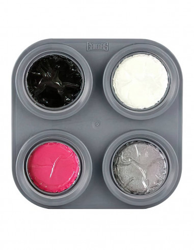 Paleta Maquillaje Al Agua A4 Fantasía Grimas Negro, Gris, Blanco y Rosa
