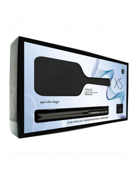 Set My Hair plancha XS Matt Black + cepillo paleta AGV