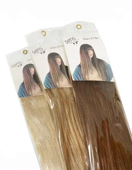 Extensión Lisa Hair & Clip / Kit cabeza completa 6 Piezas con 15 clips cosidos packaging
