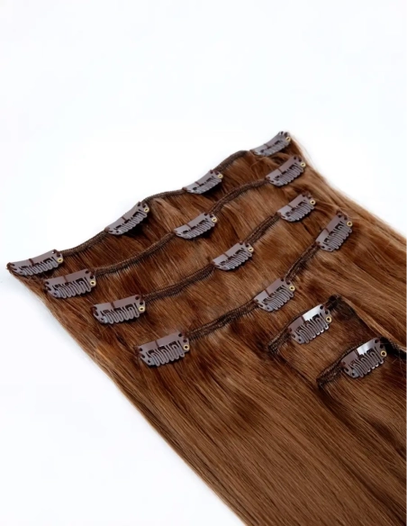 Extensión Lisa Hair & Clip / Kit cabeza completa 6 Piezas con 15 clips cosidos clips