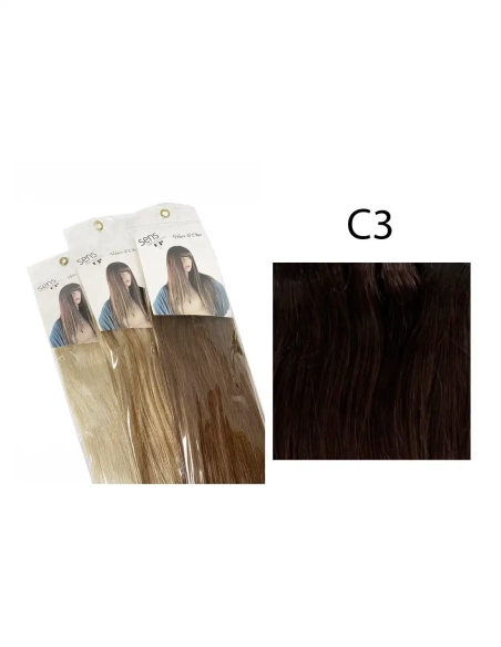Extensión Lisa Hair & Clip / Kit cabeza completa 6 Piezas con 15 clips cosidos C3