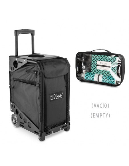 Bolsa peluquería de lona y metal con ruedas negro Eurostil