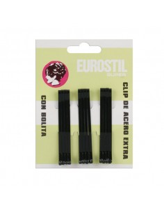 Clips con bolita 12 unidades 55mm negro Eurostil