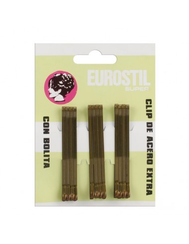 Clips con bolita 12 unidades 55mm rubio Eurostil