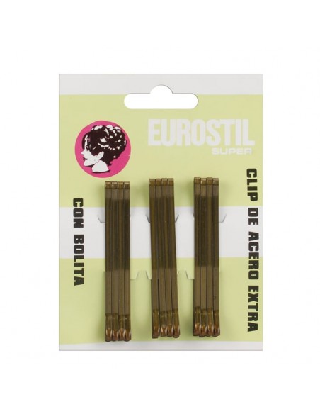 Clips con bolita 12 unidades 55mm rubio Eurostil