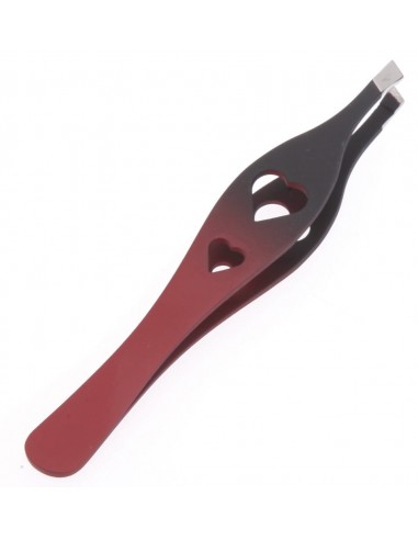 Pinza para depilar Vip & Chic corazón con punta slant y funda Asuer Group roja